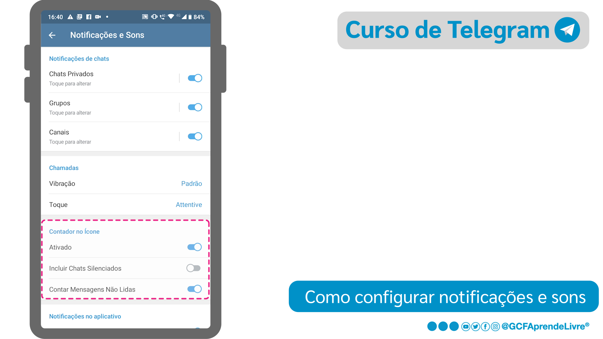 Como ativar o contador de mensagens do Telegram